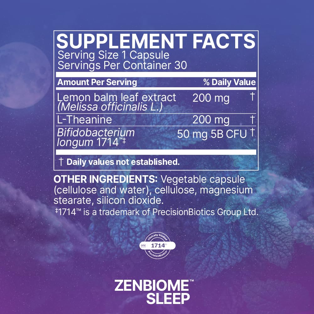L-Theanine and Lemon Balm ingredients in Zenbiome Sleep