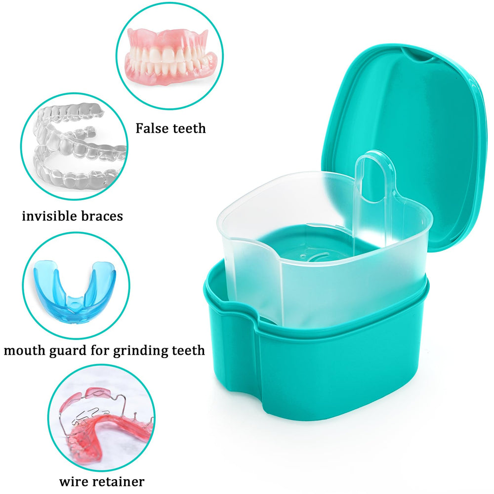 Denture case with strainer basket
