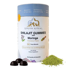 Zenith Ritual Shilajit and Moringa Gummies bottle label