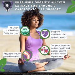 Close-up of Zenmen garlic tincture bottle