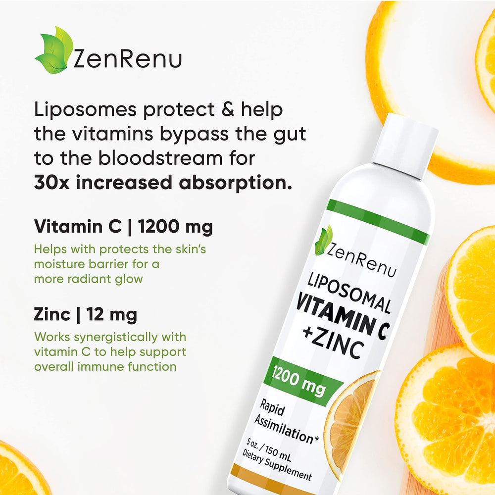 ZenRenu vitamin C zinc drops being poured into a teaspoon
