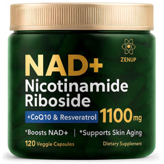 ZenUP NAD+ supplement bottle labeled 1100mg liposomal NR