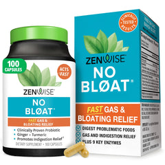 Zenwise No Bloat Digestive Enzymes bottle label