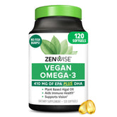 Zenwise vegan omega-3 softgels bottle close-up