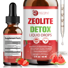 Front label on Zeolite Detox Drops bottle (60ml) – Strawberry Watermelon