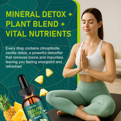 Close-up of Zeolite Detox Drops bottle showing Pineapple flavor