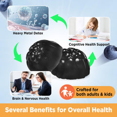 Side/back view of Zeolite Detox Gummies bottle with blueberry flavor