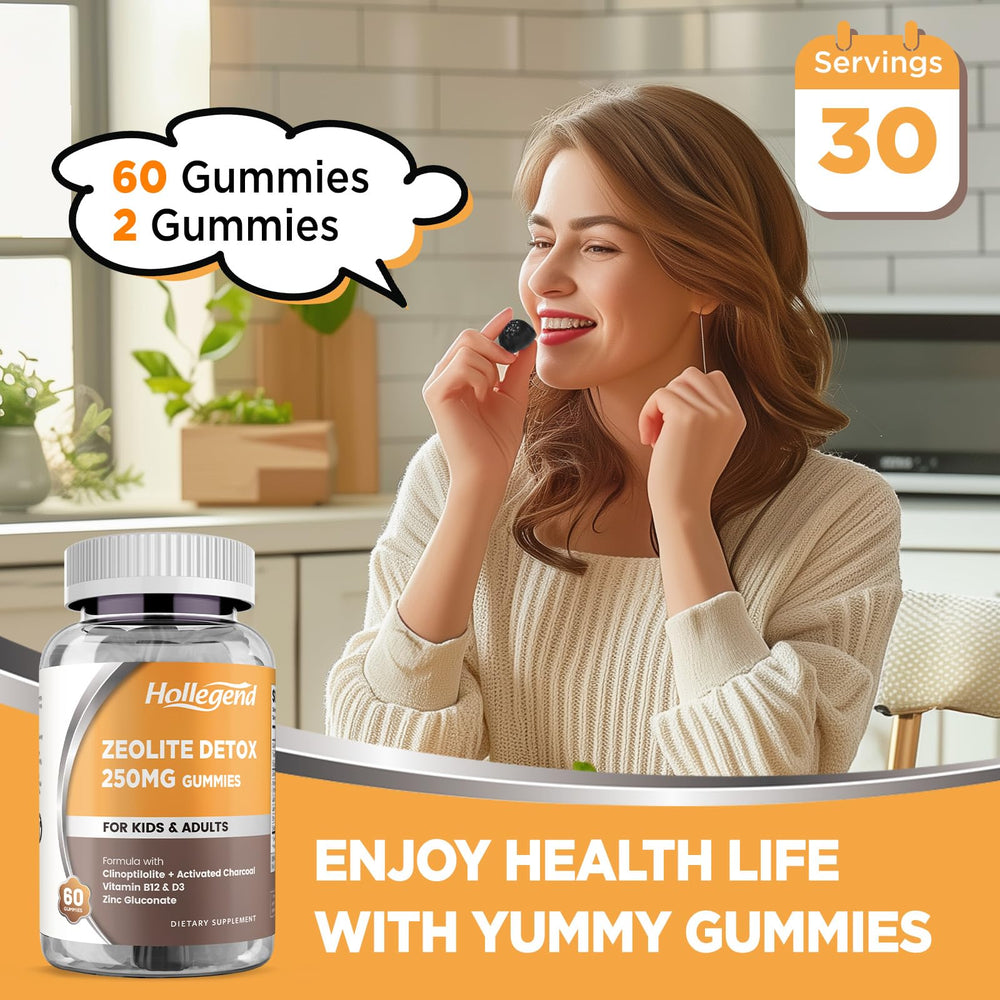 Label highlighting Clinoptilolite zeolite, activated charcoal, B12 and D3