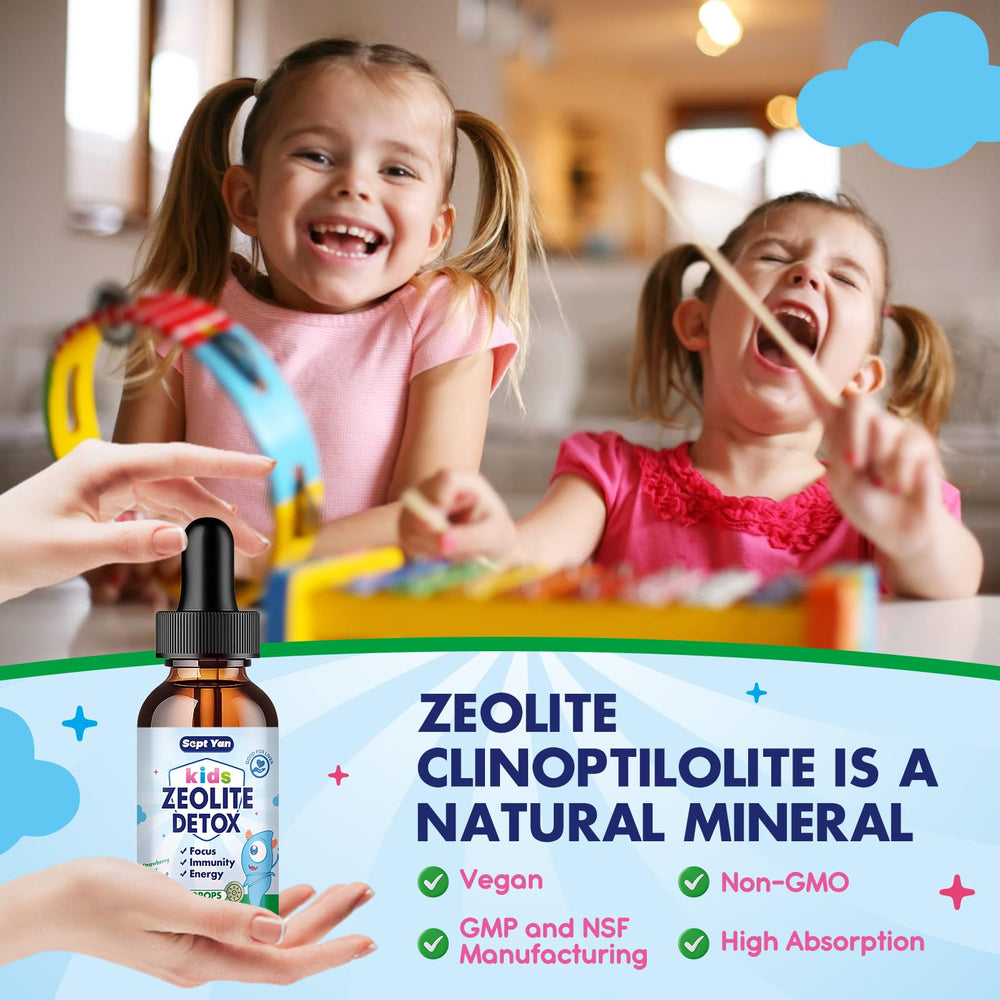 Healthy lifestyle visual featuring Zeolite Detox for Kids ingredients