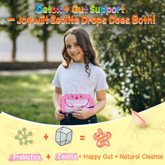 Dropper dispensing orange-flavored detox for kids