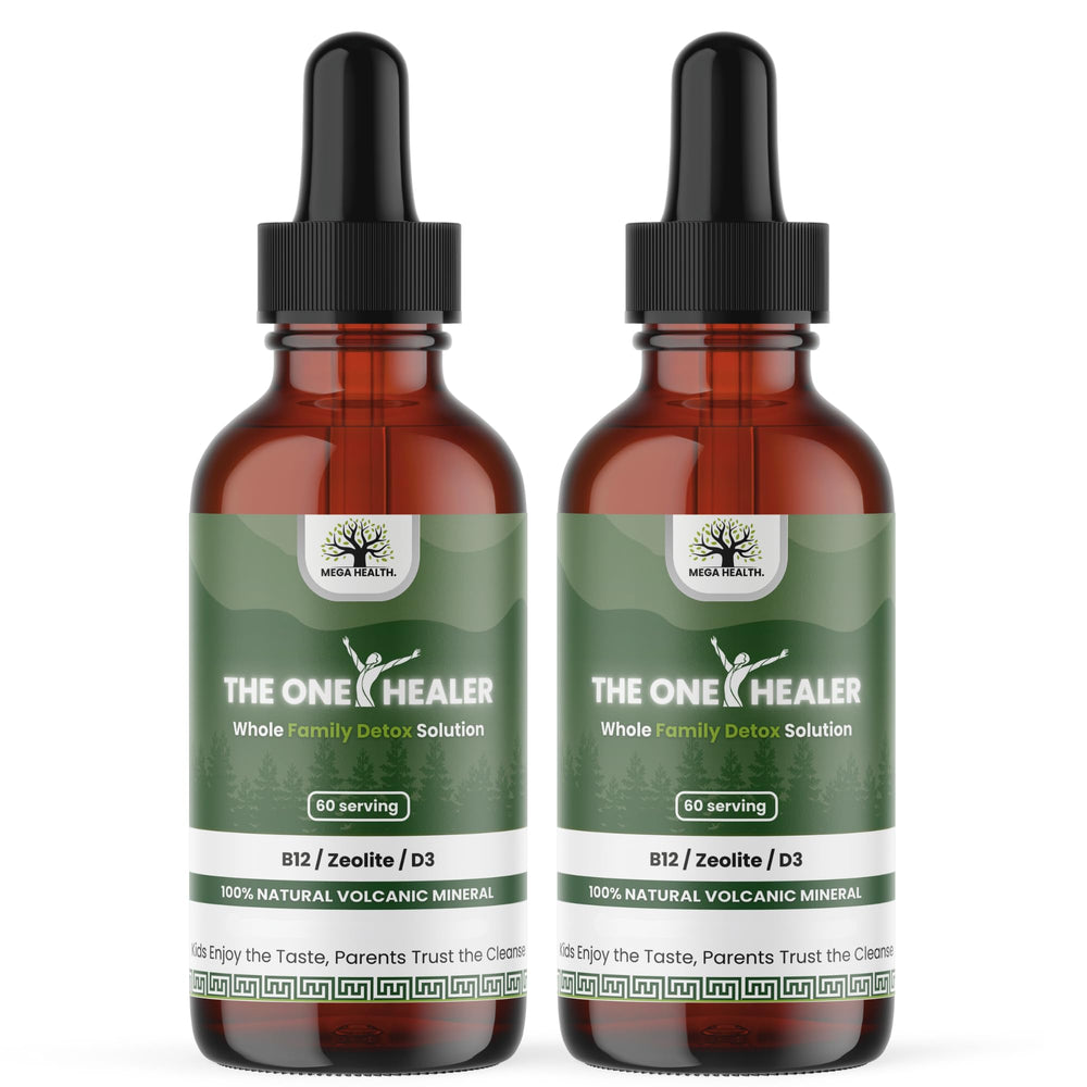 The One Healer Zeolite Detox Drops bottle displayed on a clean surface
