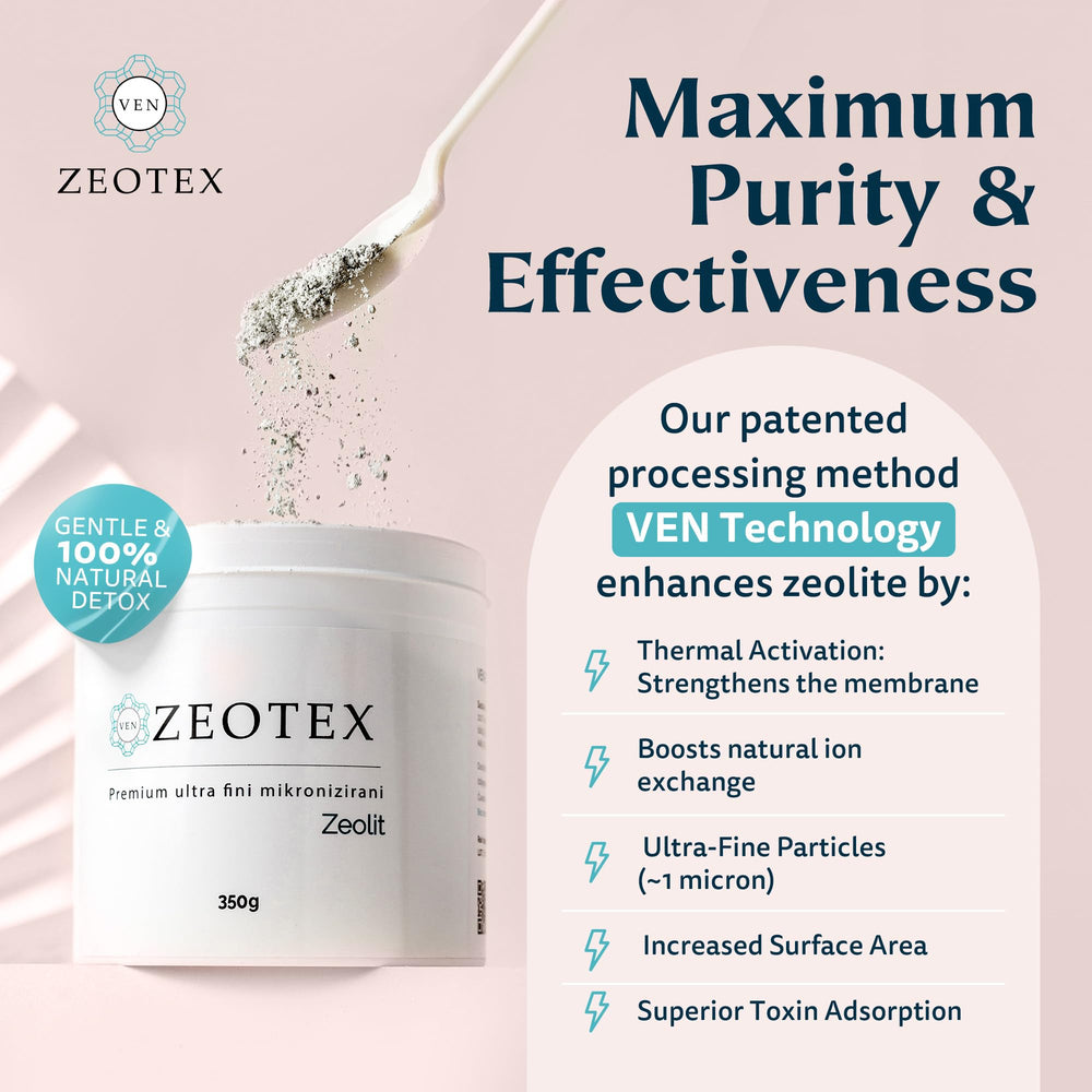 Zeotex Detox Powder used in a skincare application for gentle cleansing
