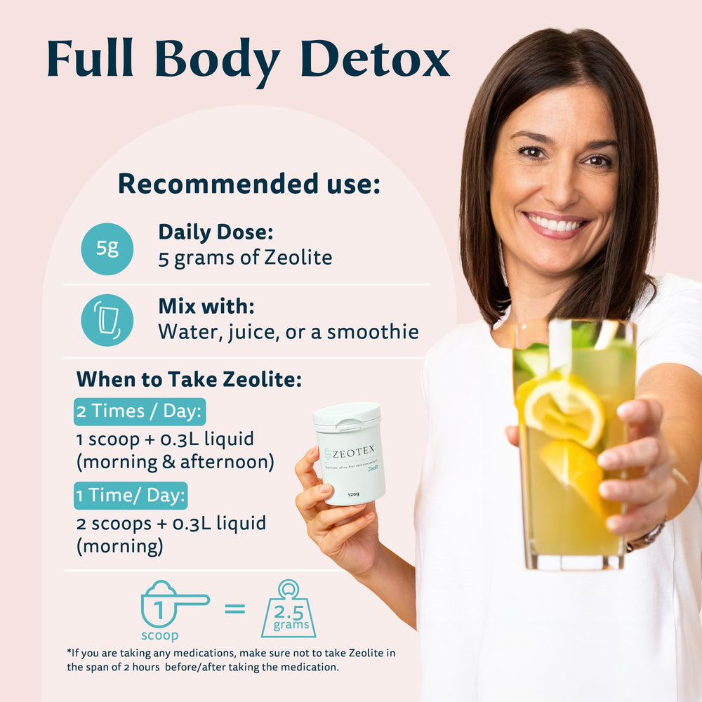 Zeotex Detox Powder used as a natural tooth powder alternative