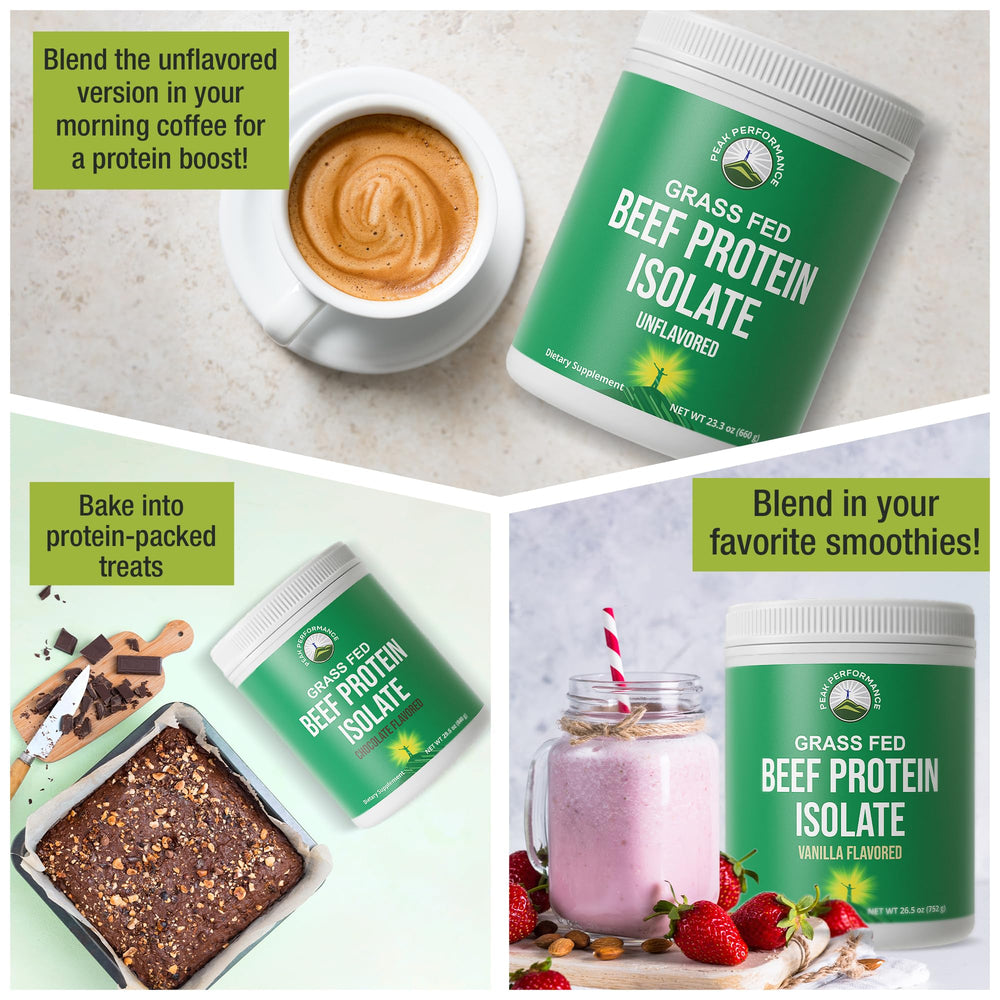 Packaging showing 0 g sugar in beef protein powder