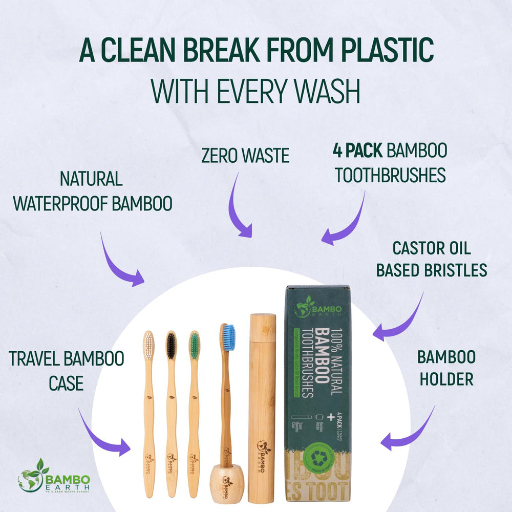Zero-waste packaging for the 4-pack bamboo toothbrushes