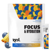 Zest Focus Pineapple Blueberry sticks on the package for clean energy and focus.