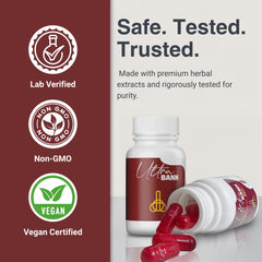 Zest Of Moringa Ultra Bann capsules closeup illustrating vegan, gluten-free wellness