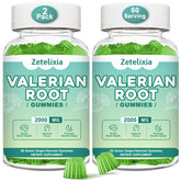 Front packaging of Zetelixia Valerian Gummies 2-pack green grape flavor, 120 count