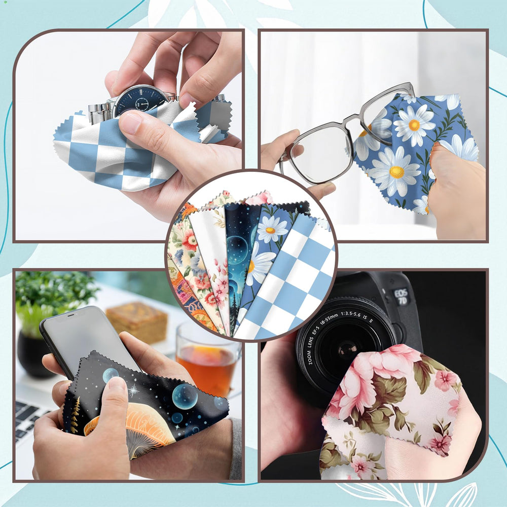 Blue and pink patterned microfiber cleaning cloth design 1