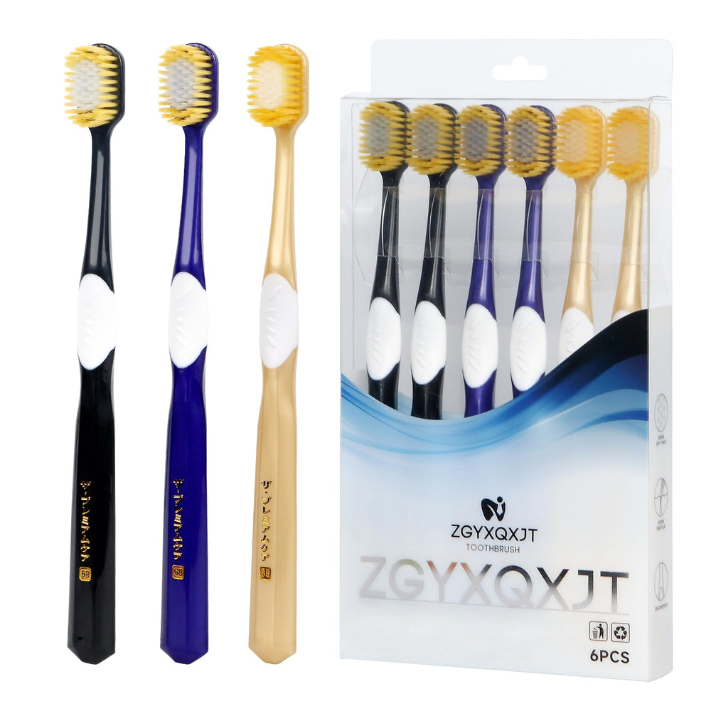 Close-up of a wide head soft toothbrush showing broad bristles