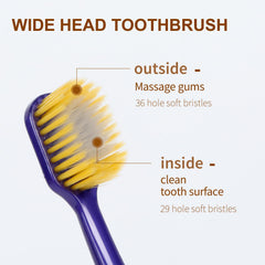 Toothbrush with wider head designed to cover more teeth