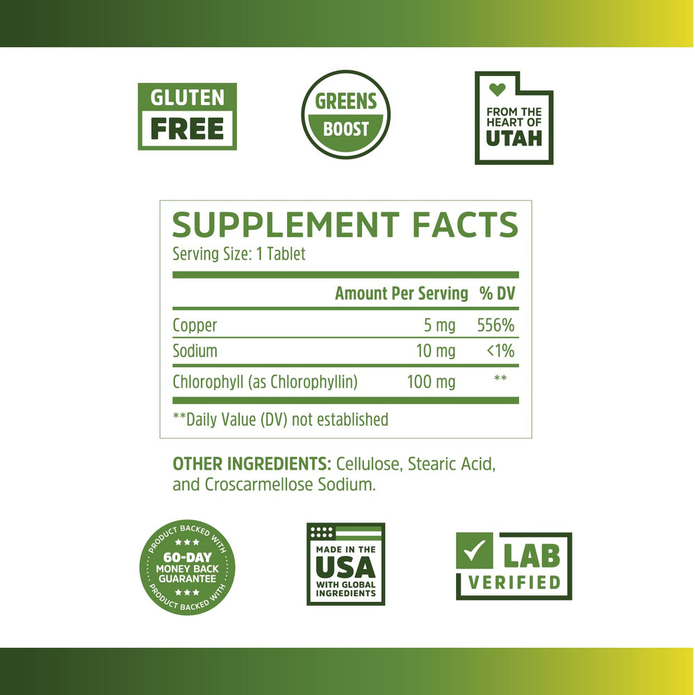 Gluten-free Zhou Chlorophyll Tablets packaging