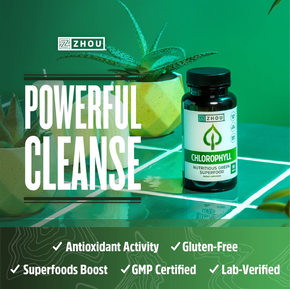 Plant-based chlorophyll tablets with natural vitamins and minerals