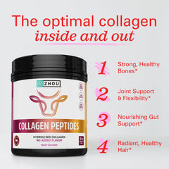 Unflavored collagen powder being mixed into a beverage