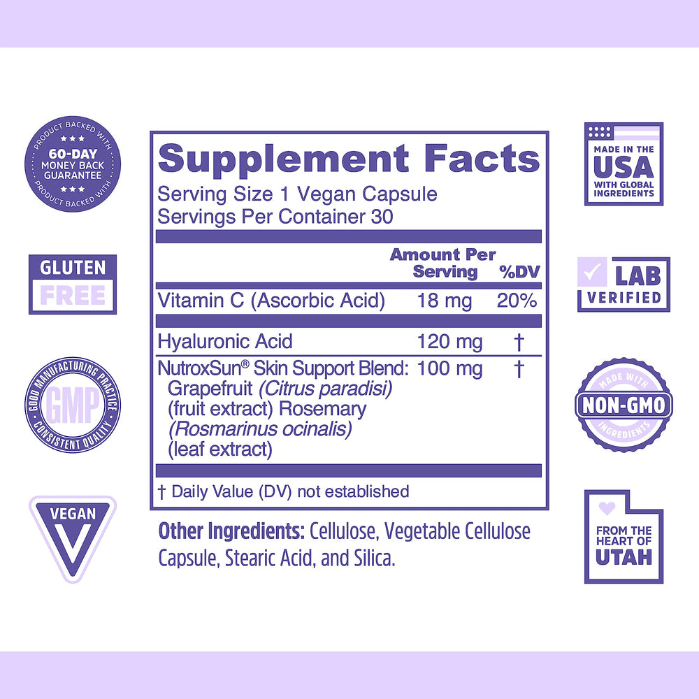 Close-up of hyaluronic acid capsules