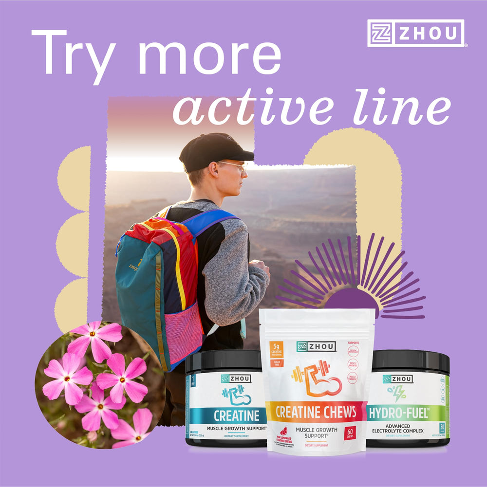 Person mixing Zhou Hydro-Fuel Electrolyte Powder into water for active lifestyle hydration