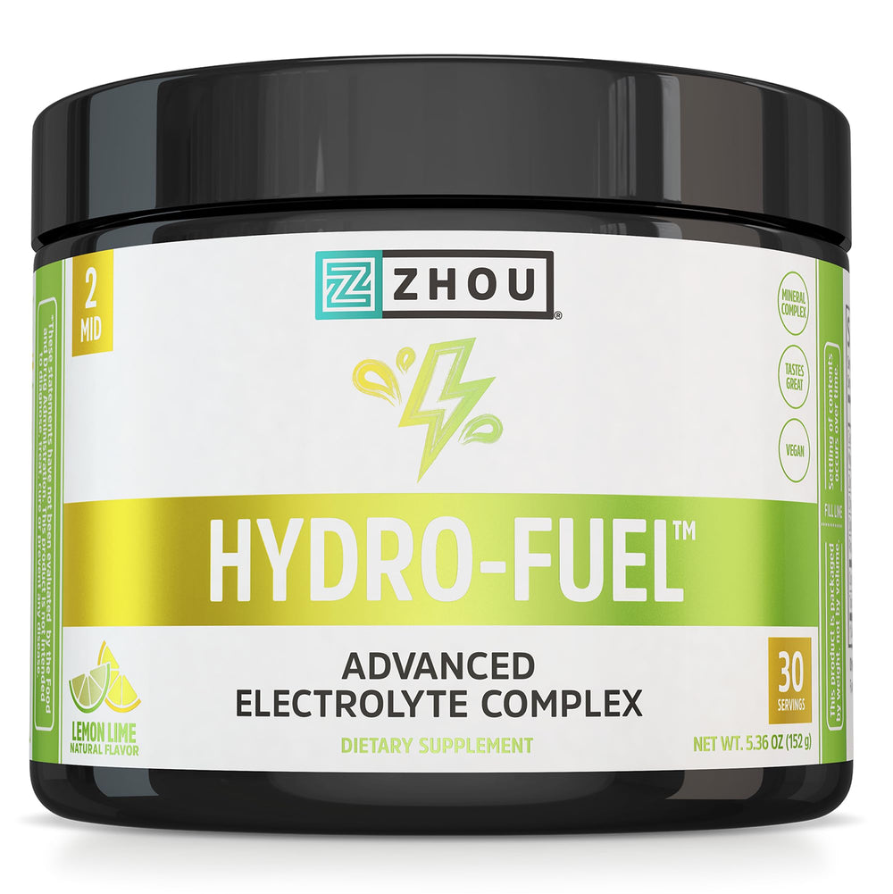 ZHOU Hydro-Fuel lemon-lime tub shows electrolyte mix for on-the-go hydration