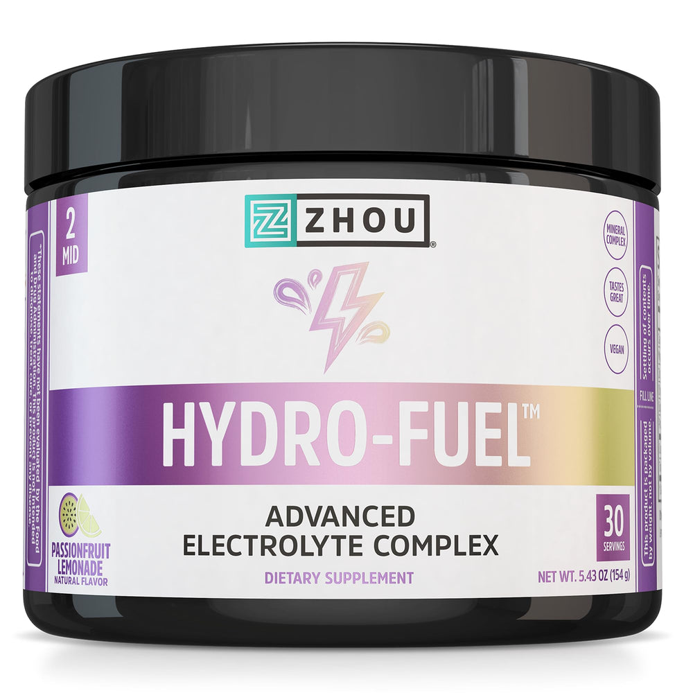 ZHOU Hydro-Fuel tub front shows packaging for on-the-go hydration