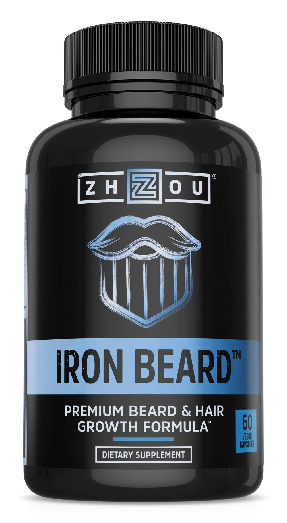 Zhou Iron Beard Growth Vitamins bottle with 60 veggie capsules