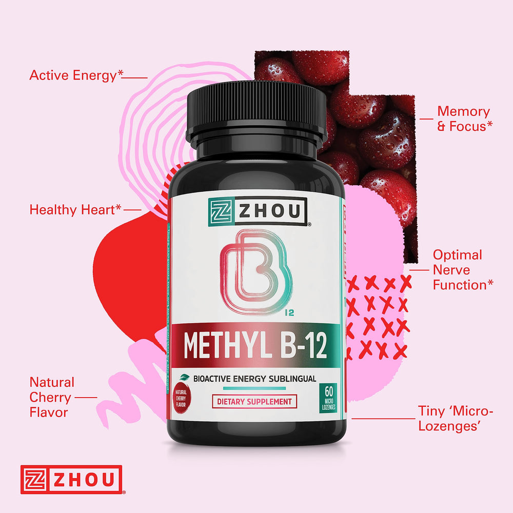 Vegan-friendly Zhou Methyl B12 lozenges serving suggestion
