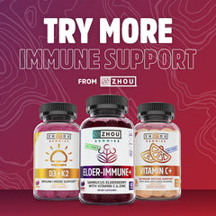 Lifestyle shot of Zhou Nutrition Elder-Mune+ Syrup packaging