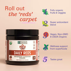 Powder being scooped showing natural berry color