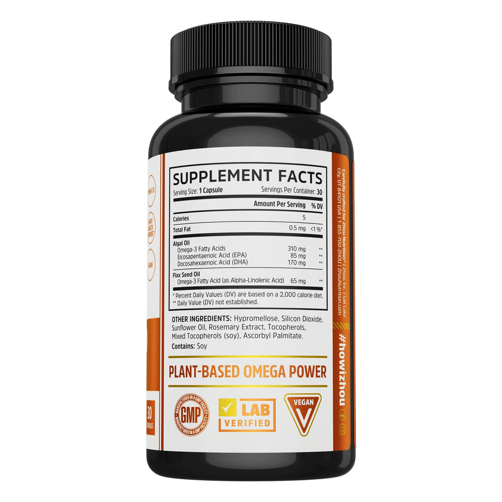 ZHOU Plant-Based Omegas bottle on white background