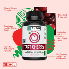 Front view of Zhou Tart Cherry + Celery Seed bottle label