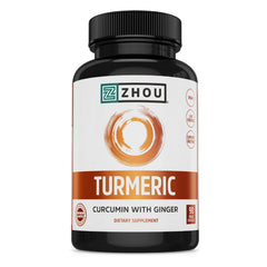 Zhou Turmeric Curcumin with Ginger bottle displaying the product label