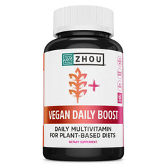 Front view of Zhou Vegan Multivitamin bottle (60 Veg Caps)