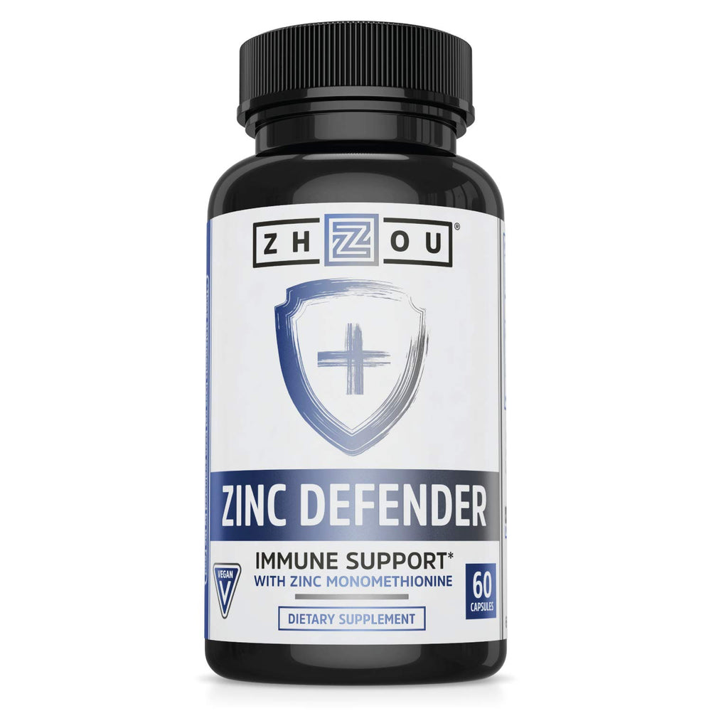 Zhou Zinc Defender bottle showing 60 vegan capsules