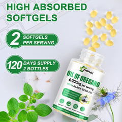 Premium Oregano Oil Softgels packaging display