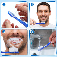 Toothbrushes in blue, green, orange, yellow colors