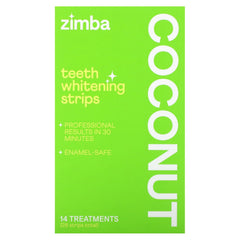 Whitening strips applied to teeth with coconut flavor