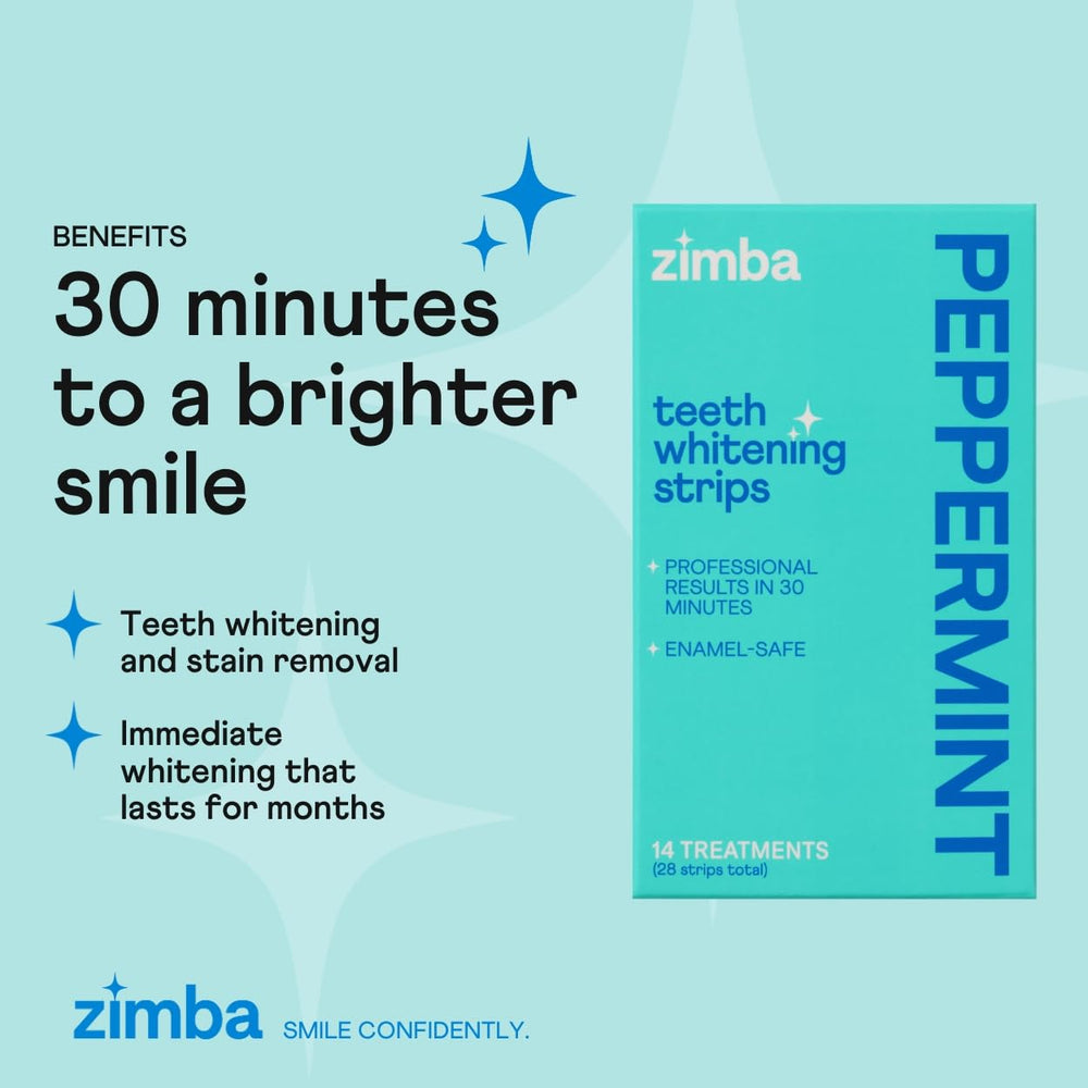 Close-up of Zimba whitening strips in blister pack