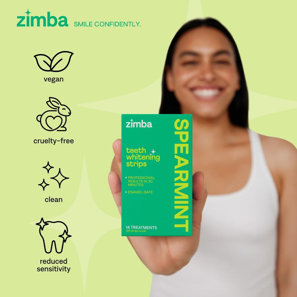 Person smiling after using Zimba Teeth Whitening Strips