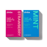 Zimba Teeth Whitening Strips with Strawberry Mint flavor and two 28-strip packs