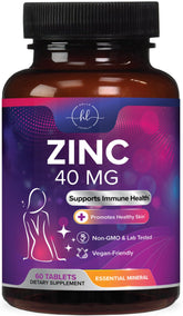 Bottle of zinc supplement 40 mg gluconate for immune support