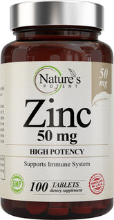 Zinc 50mg supplement bottle by Nature’s Potent