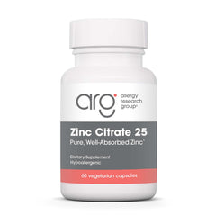 Allergy Research Group Zinc Citrate Supplement bottle, 60 count